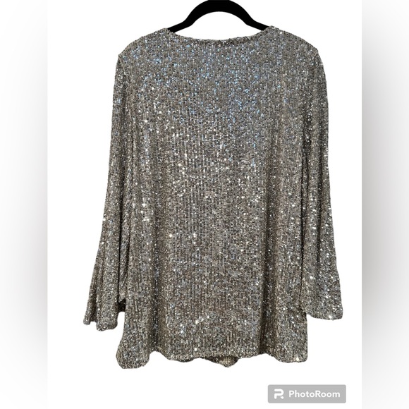 Flare Sleeve Sequin Blouse - Picture 2 of 5